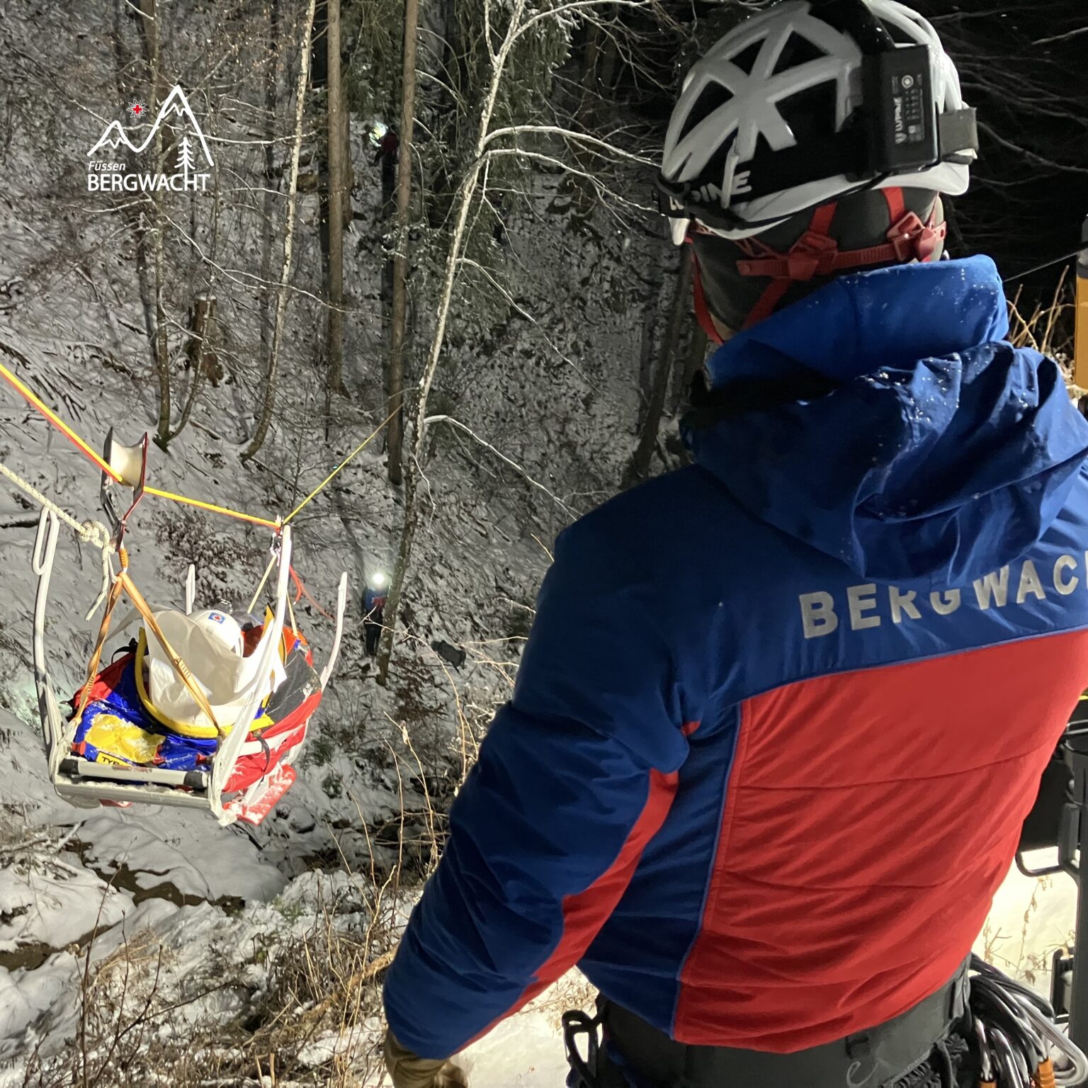 Große Einsatzübung der Bergwacht Füssen im „wütigen Graben“ am Tegelberg